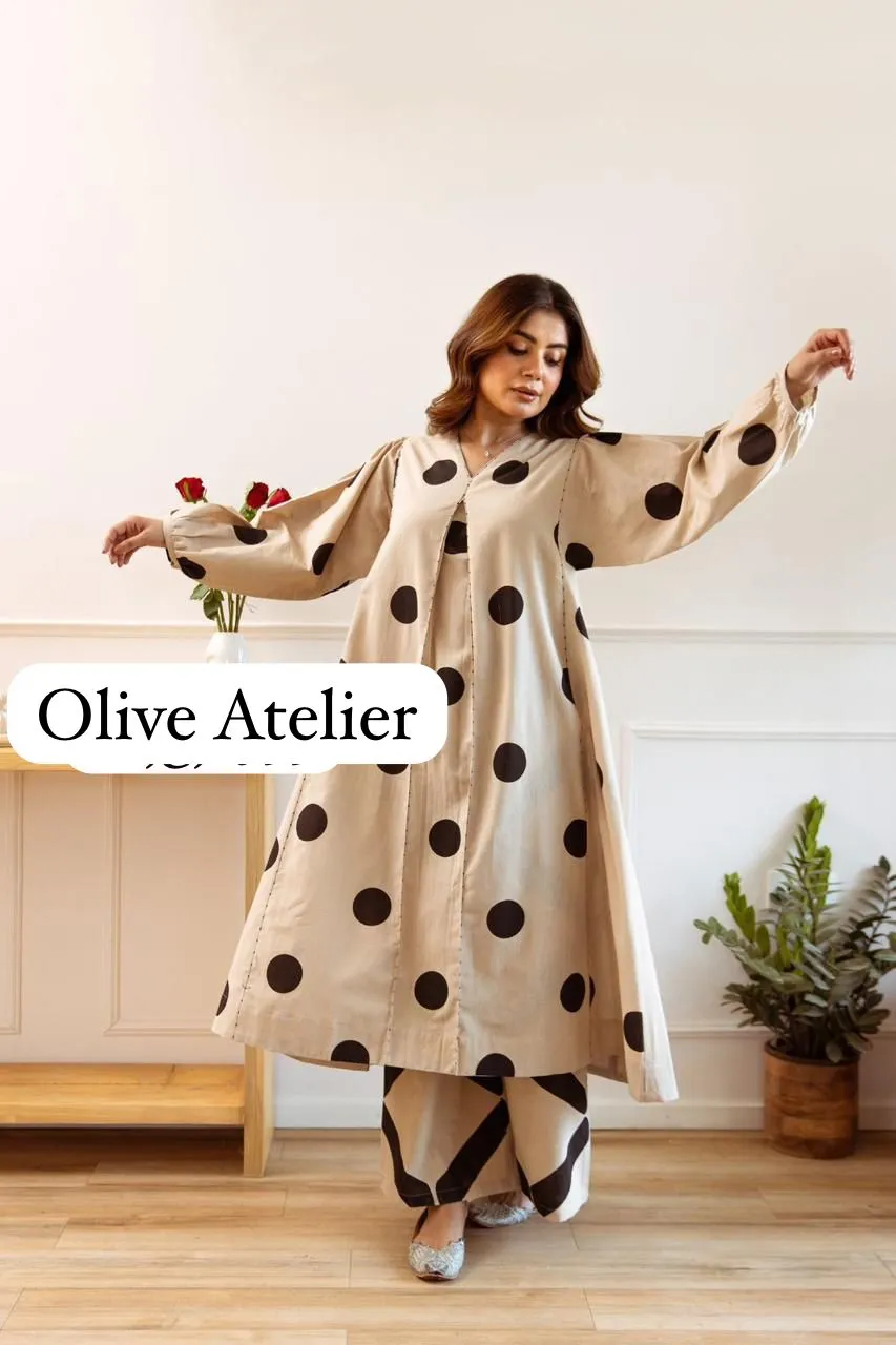 Black Polka Dots Linen Elegance Set