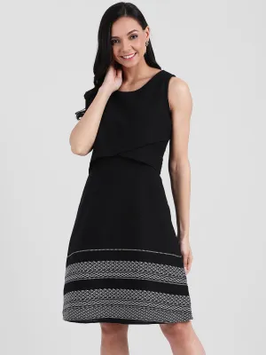 Black Solid Sheath Dress