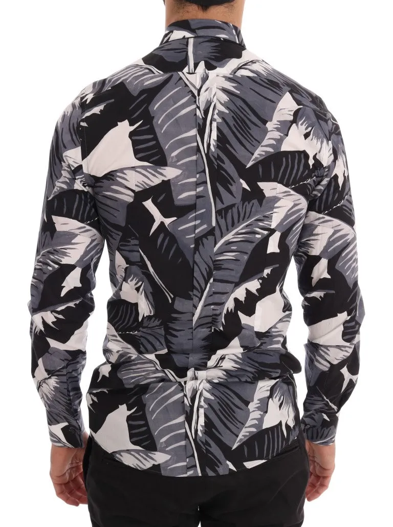 Blue Banana Leaf GOLD Slim Fit Shirt