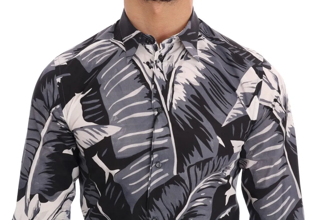 Blue Banana Leaf GOLD Slim Fit Shirt