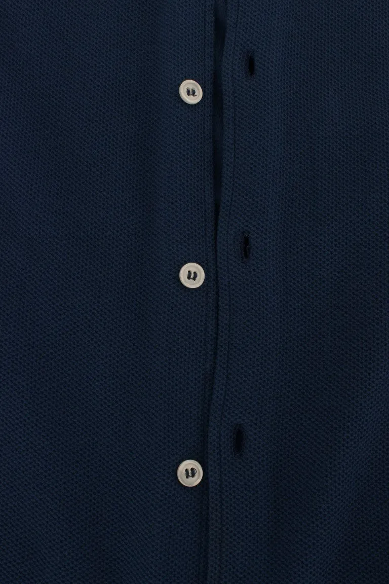 Blue Cotton Long Sleeve Slim Fit Casual Shirt