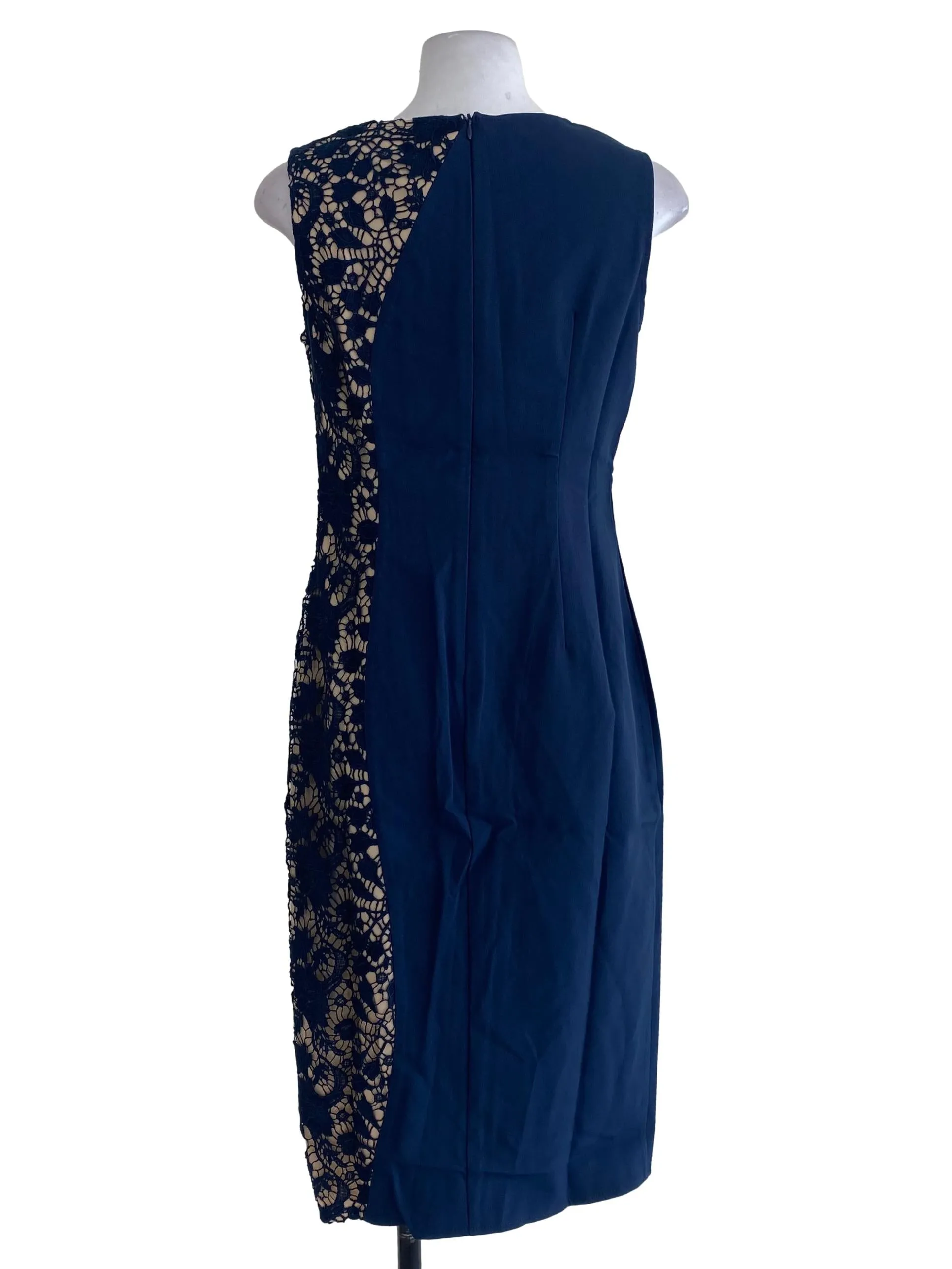 Blue Half Laced Sheath Dress