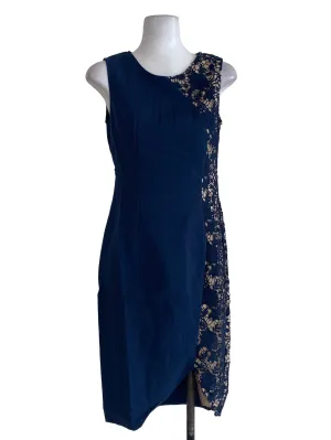 Blue Half Laced Sheath Dress