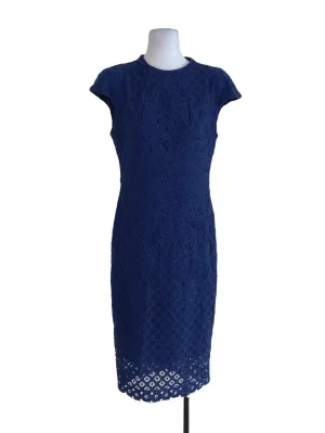 Blue Laced Sheath Dress