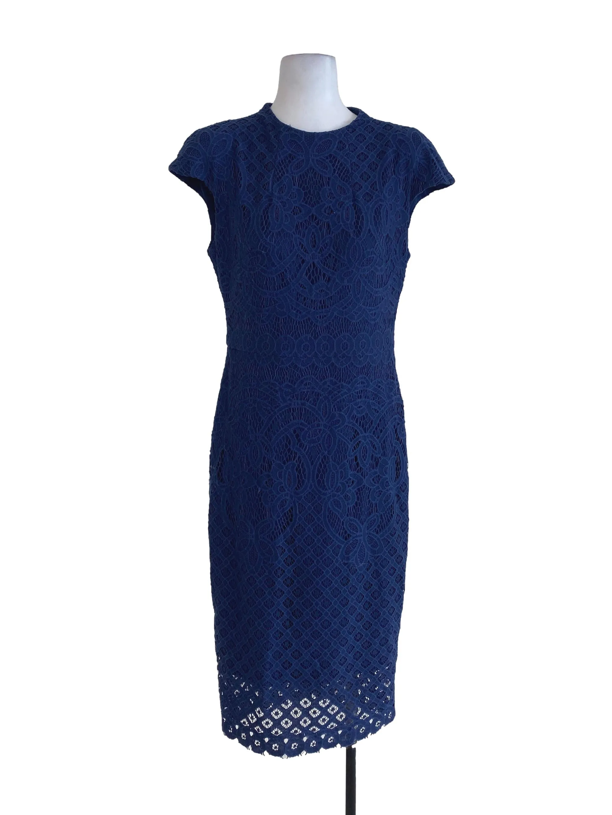 Blue Laced Sheath Dress