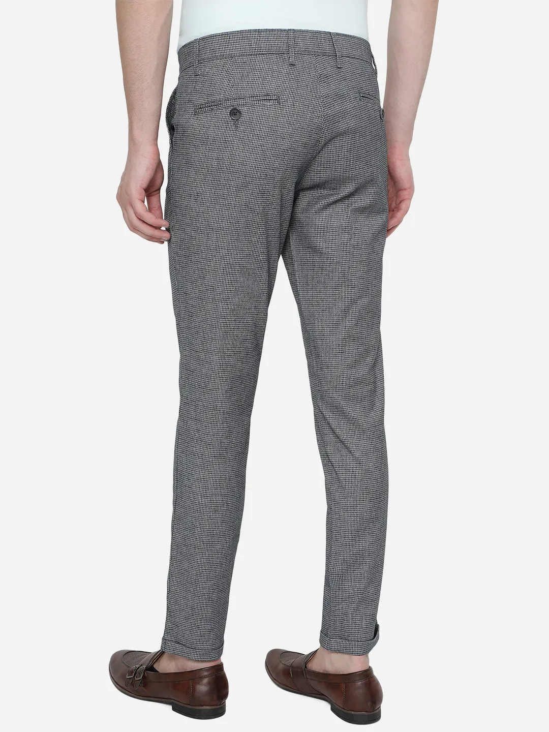 Blue Solid Neo Fit Casual Trouser | Greenfibre