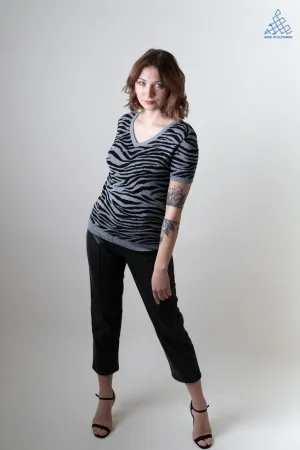 Blue Zebra Knit Top