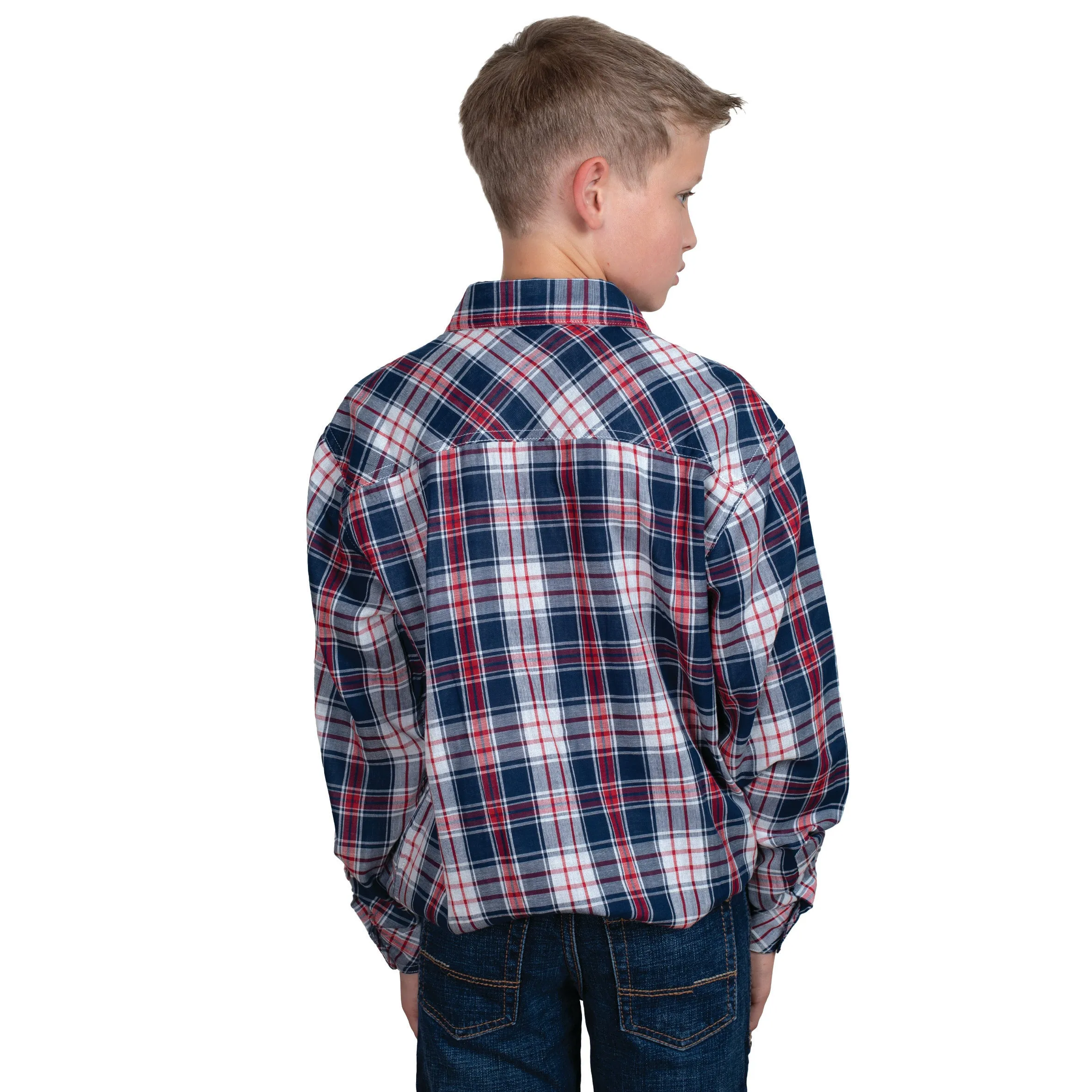 Boy's Brayden Half Button Check Workshirt