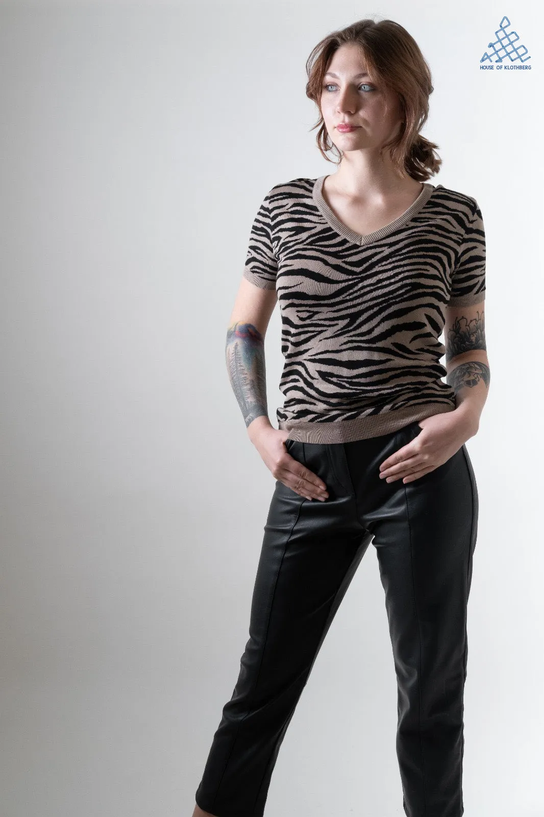 Brown Zebra Knit Top