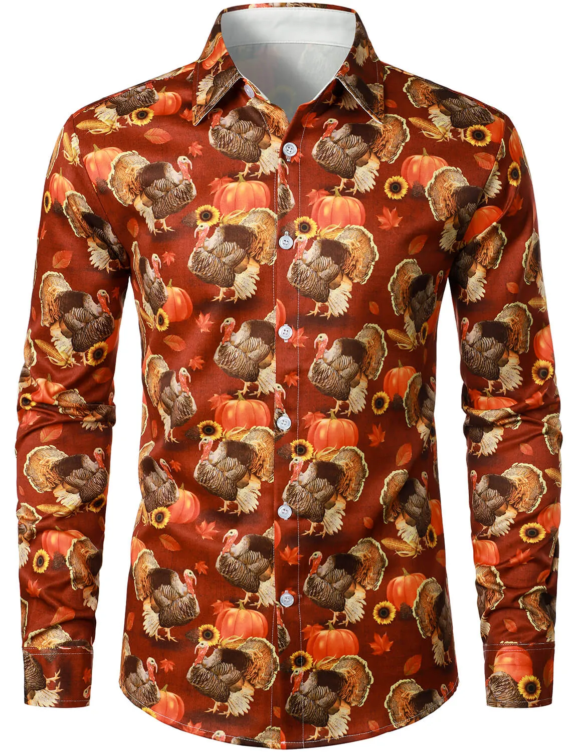 Bundle Of 2 | Men's Thanksgiving Turkey Pumpkin Funny Holiday Long Sleeve Shirts
