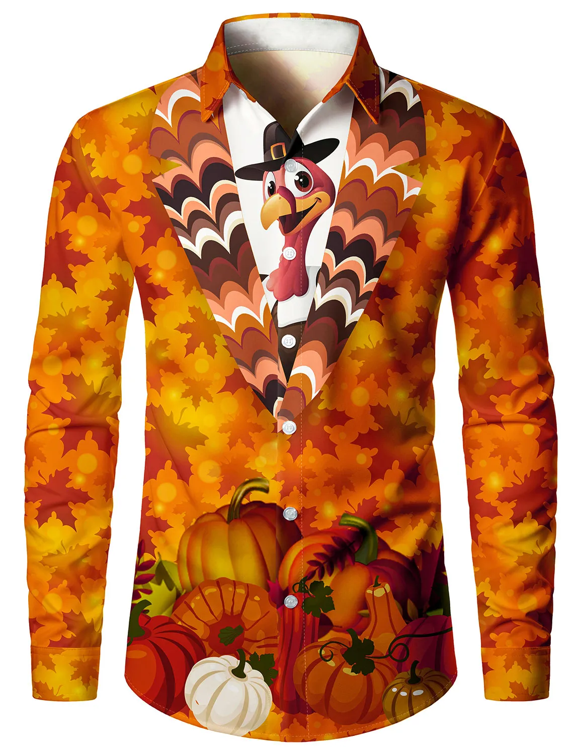 Bundle Of 2 | Men's Thanksgiving Turkey Pumpkin Funny Holiday Long Sleeve Shirts