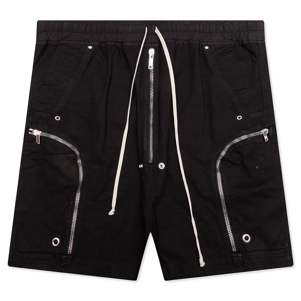 Butt Zipp Long Boxer Shorts - Black
