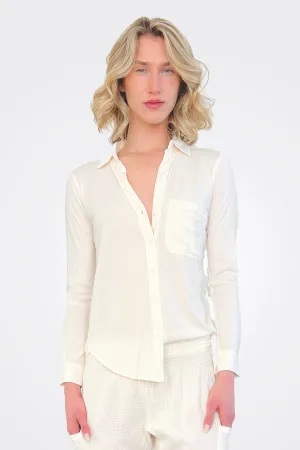 Button Front Tee - Parchment