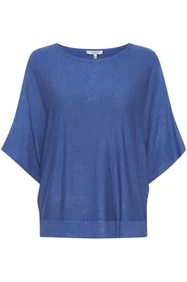 b.young Pimba Short Sleeve blue top