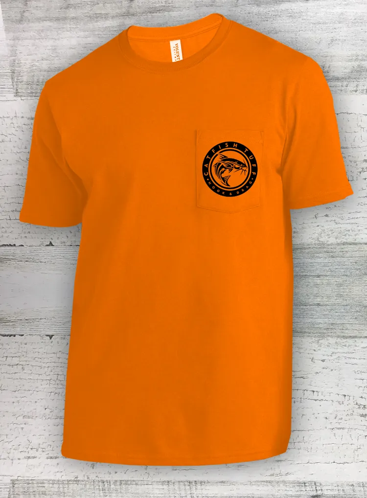 Catfish Tuff - All-American Made POCKET Tee- Short Sleeve - Catfish Shirt - Safety Colors!