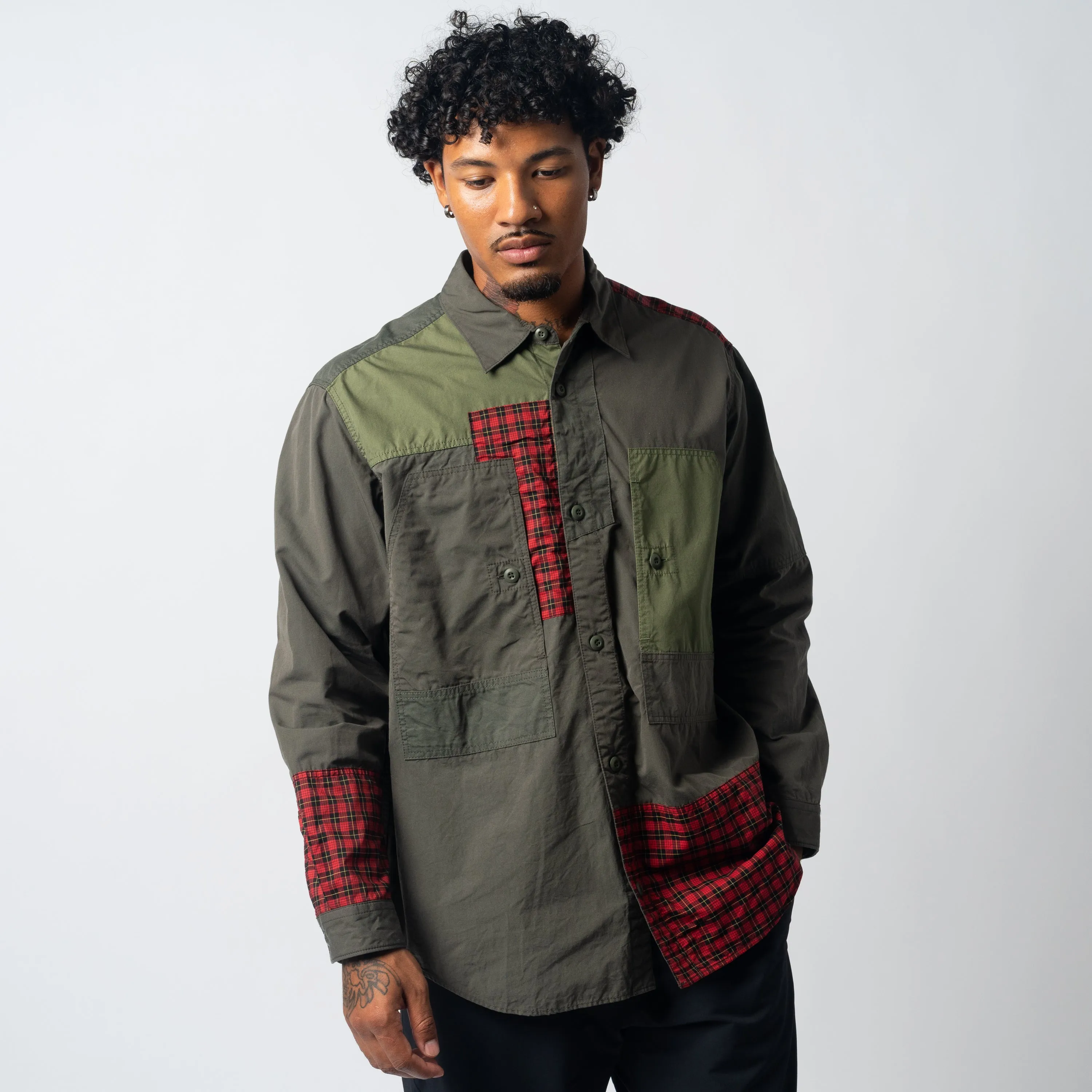 CdGH Patchwork Cotton Shirt HL-B008-051-1 Olive