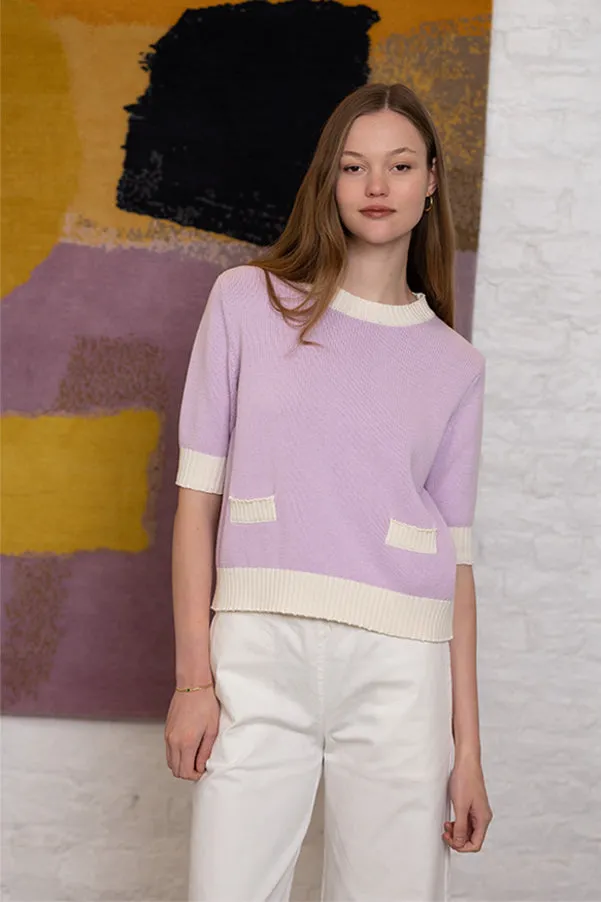 CHARLIZE PURPLE TWO TONE SWEATER
