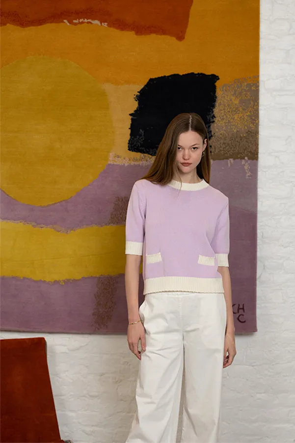 CHARLIZE PURPLE TWO TONE SWEATER