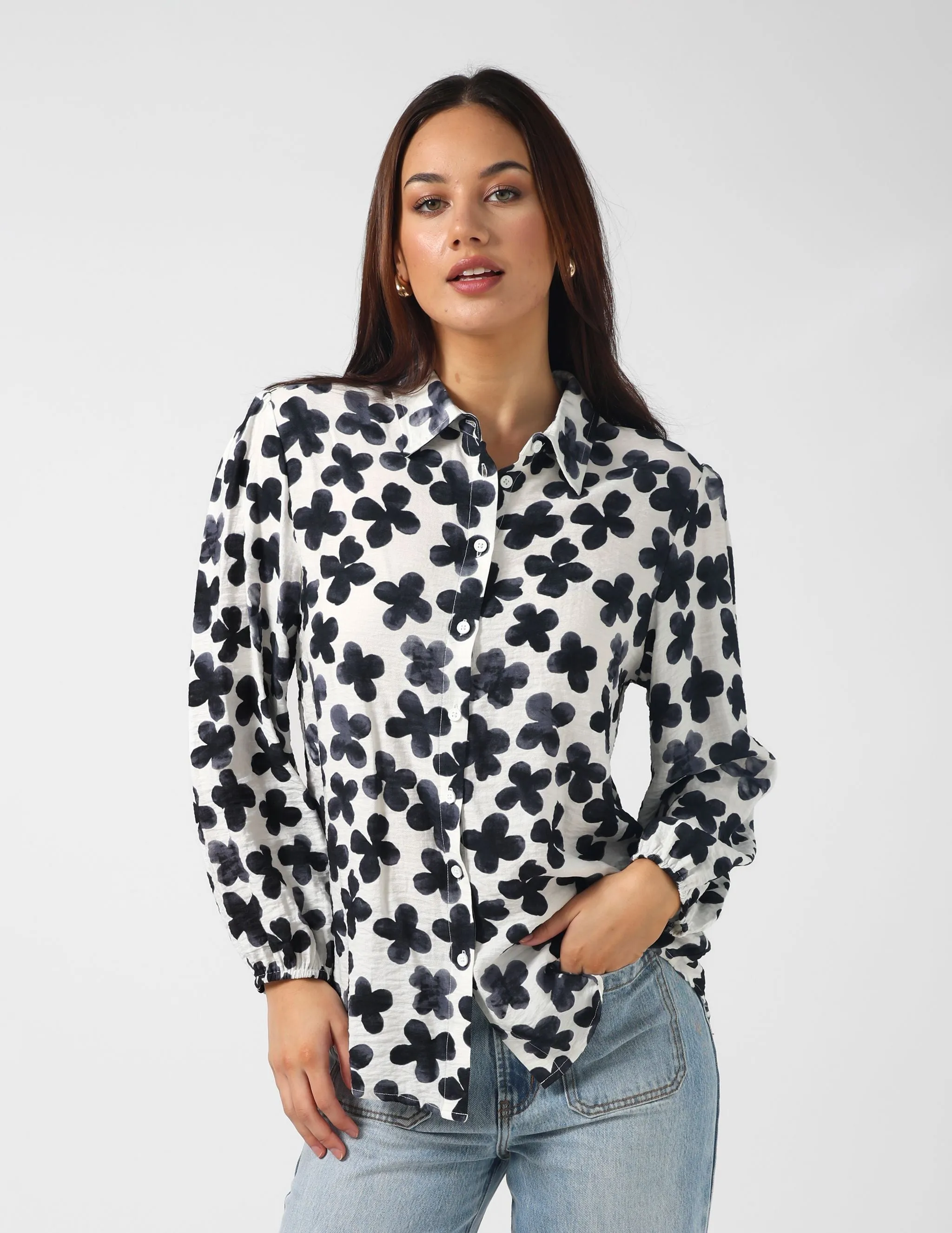 Charlotte Shirt - Navy Flowers