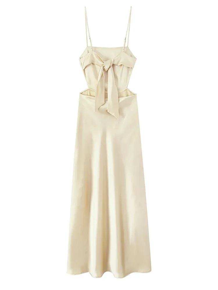 Chic White Summer Midi Dress - Vintage A-Line Style