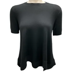 Christian Dior Black Short Sleeved Scalloped Hem Knit Sweater