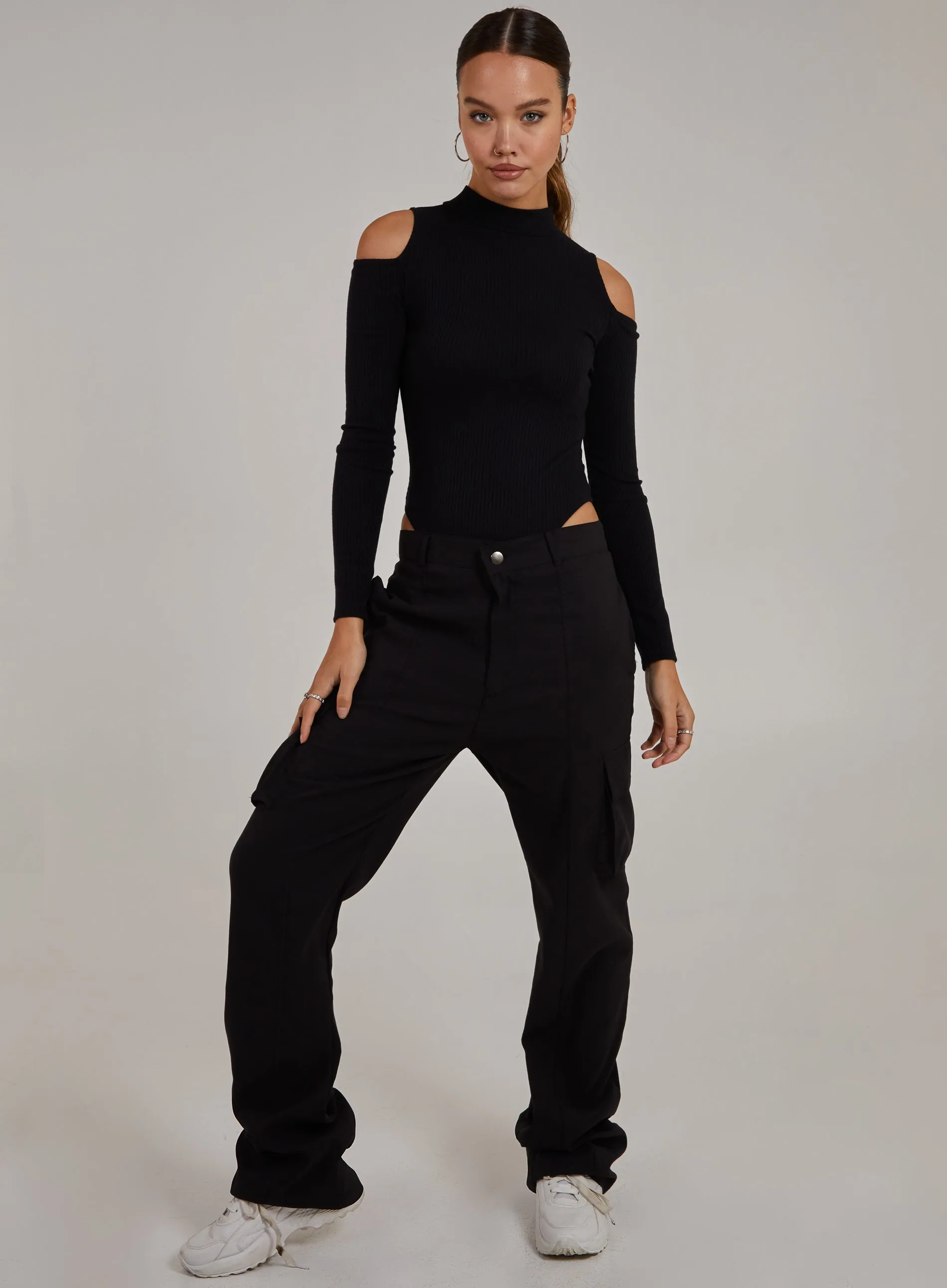 Cold Shoulder Ribbed Bodysuit