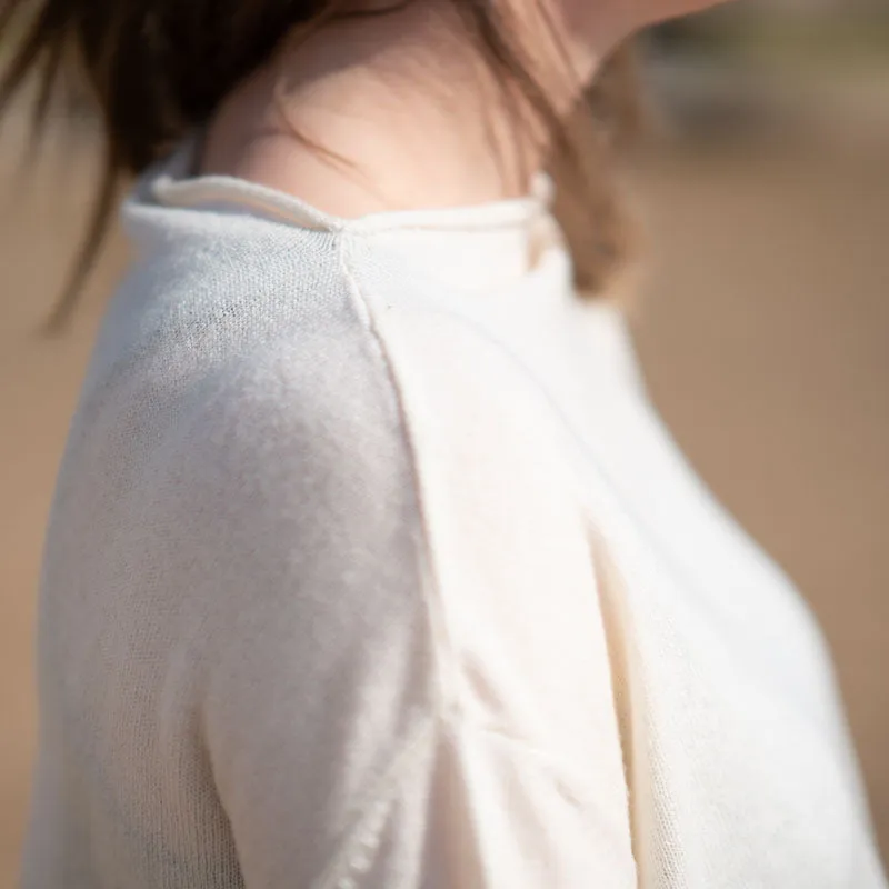 COLLEN & CLARE Egg Lightweight Merino/Cashmere Mix Crop Knit in Ivory
