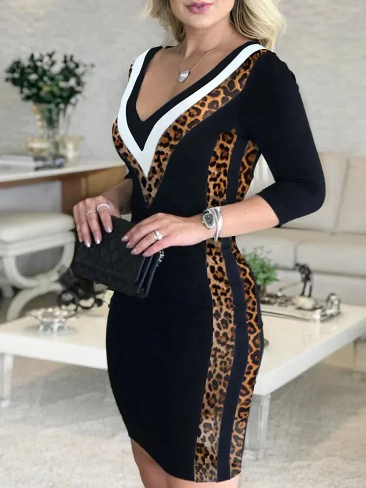 Contrast Color Striped Bodycon Dress