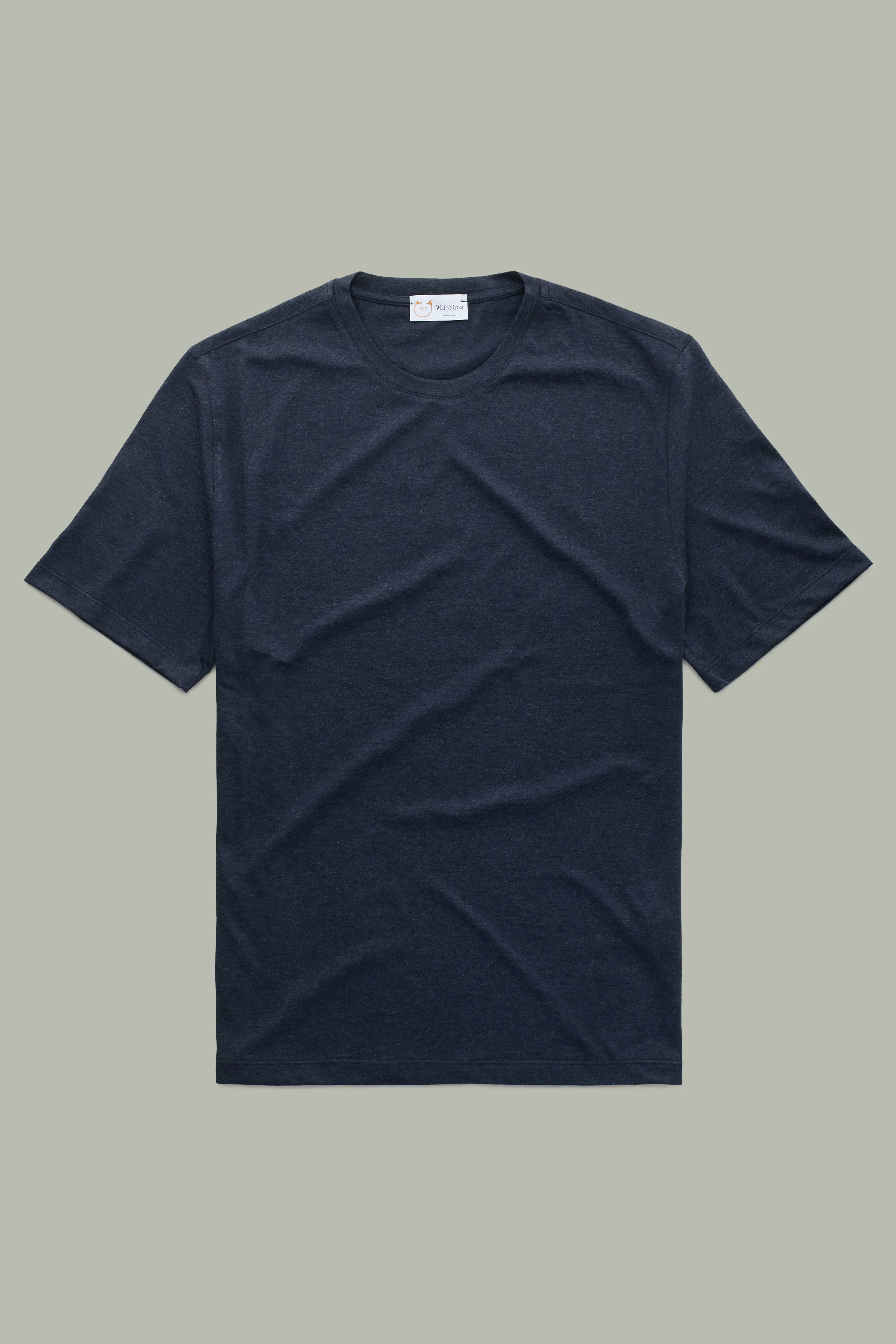 Cotton Cashmere Short Sleeve Crew Neck Tee Dark Blue