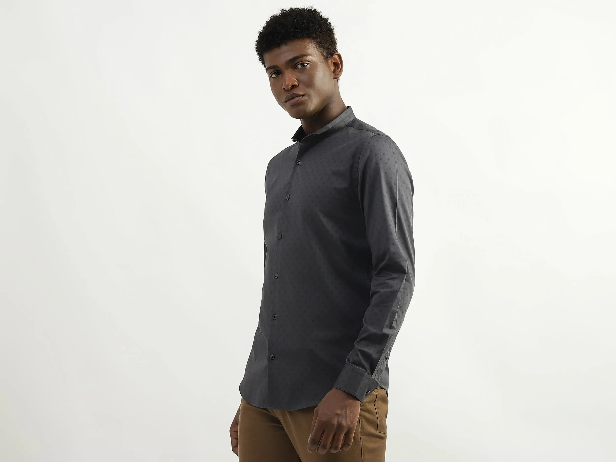 Cotton Printed Slim Collar Mens Shirts