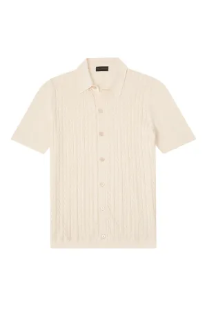 Cream Cable Knit Short Sleeve Shirt
