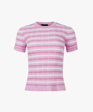 CREVE NINE: Striped Rib Knit - Light Pink