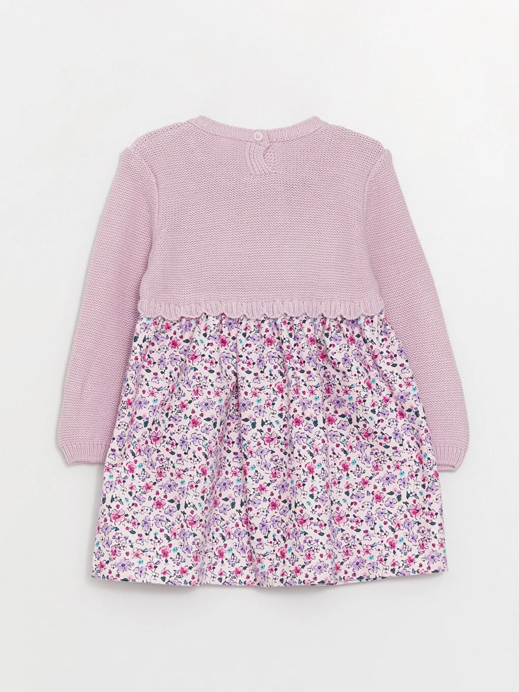 Crew Neck Long Sleeve Cotton Baby Girl Dress