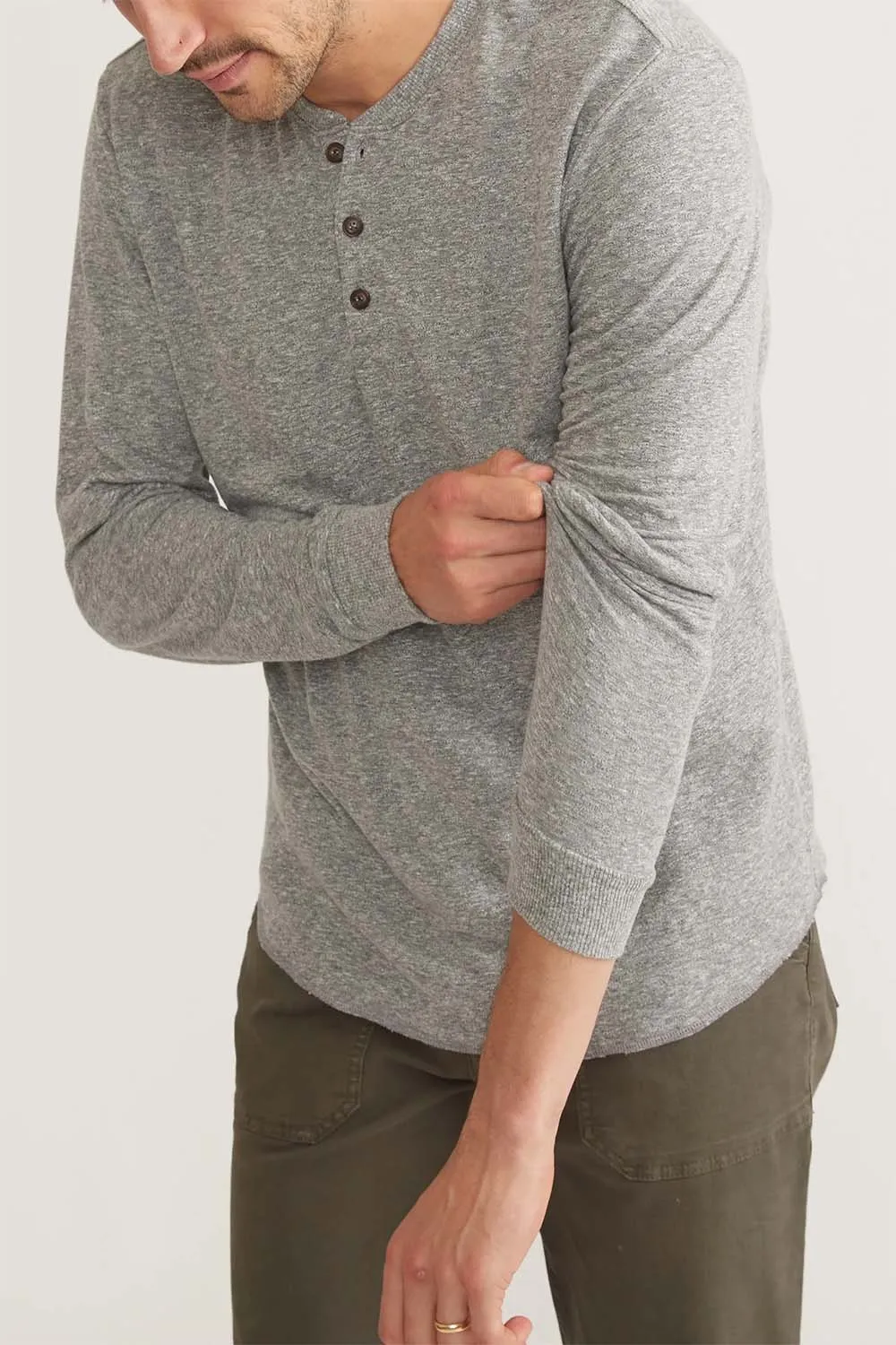 DOUBLE KNIT HENLEY Heather Grey
