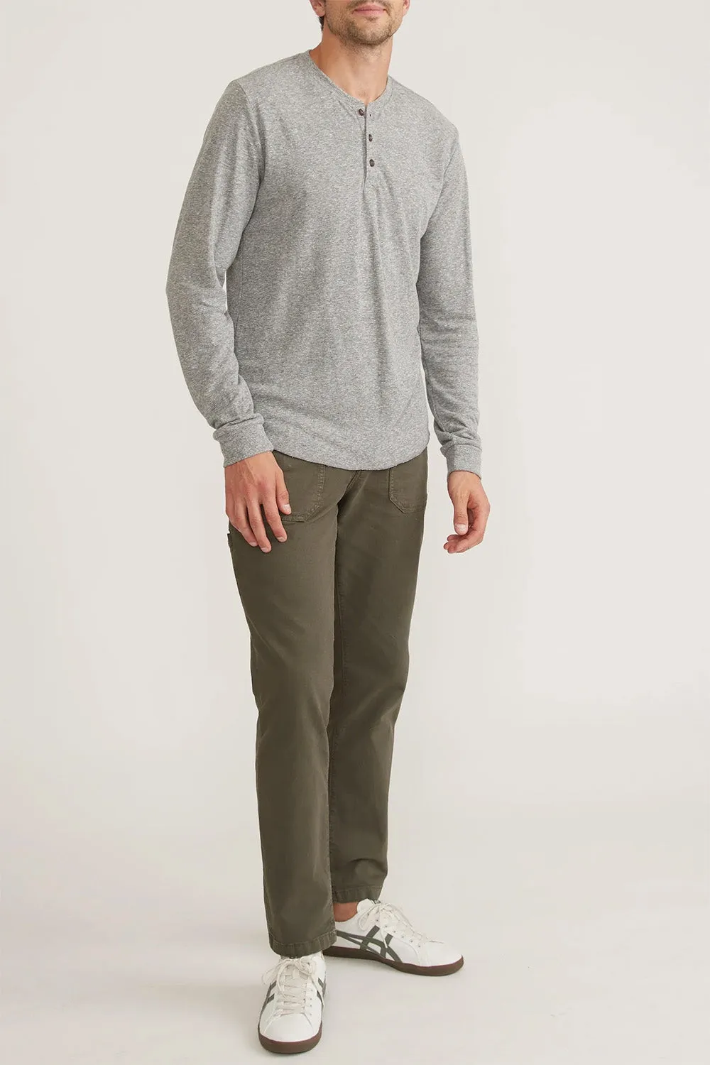 DOUBLE KNIT HENLEY Heather Grey