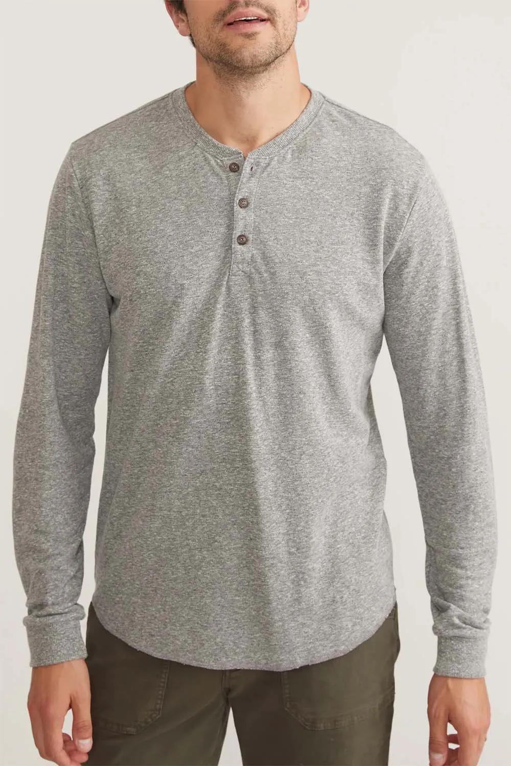 DOUBLE KNIT HENLEY Heather Grey
