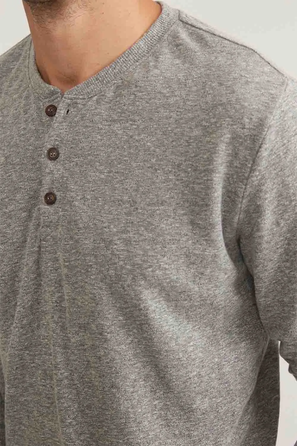 DOUBLE KNIT HENLEY Heather Grey
