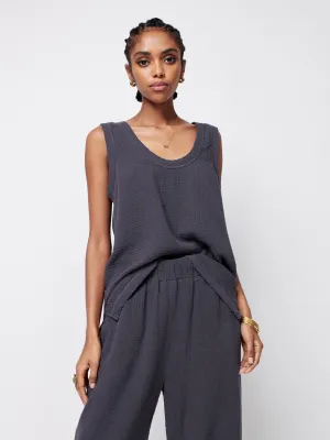 Dream Cotton Gauze Tank - Washed Black