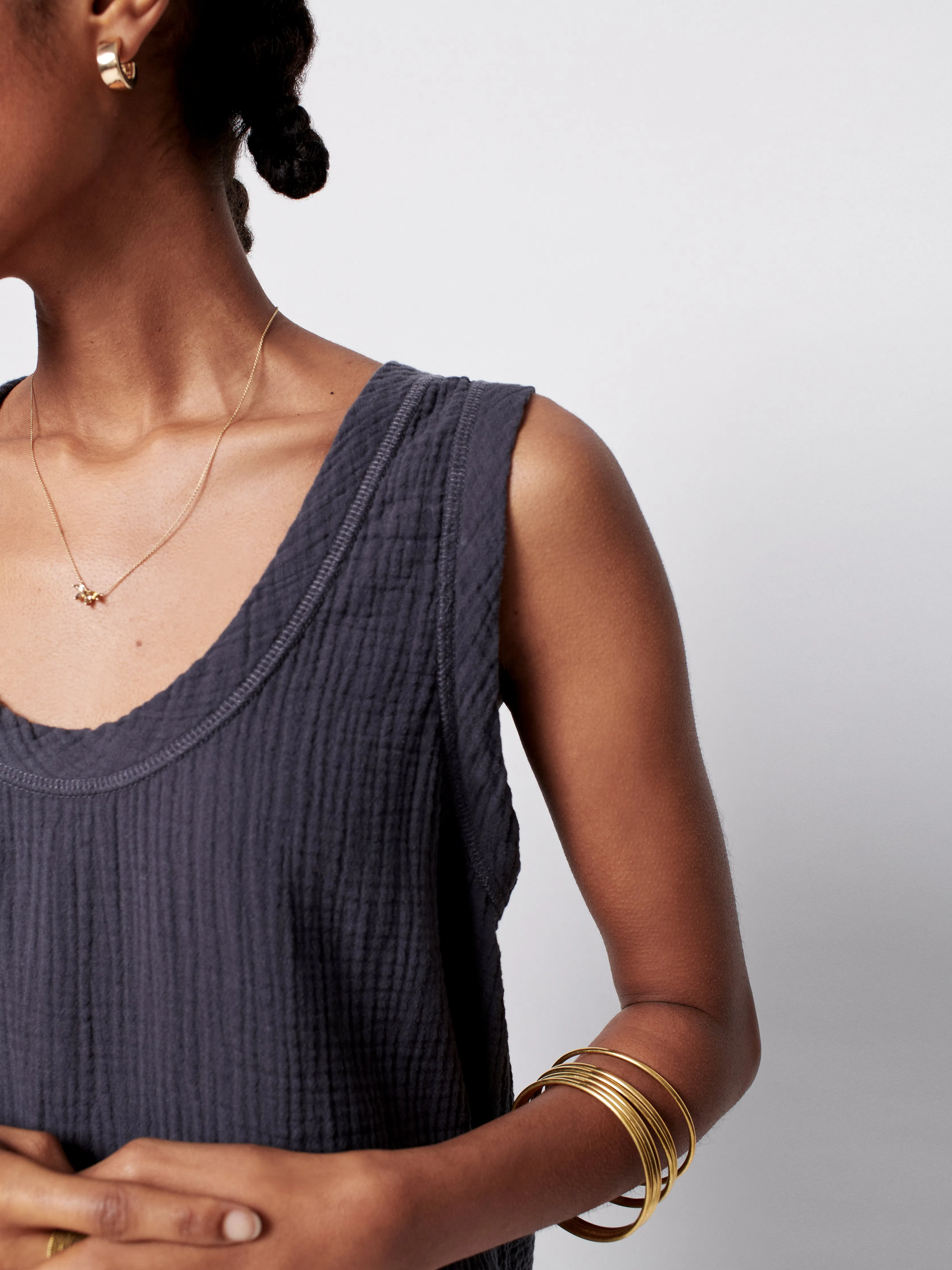 Dream Cotton Gauze Tank - Washed Black