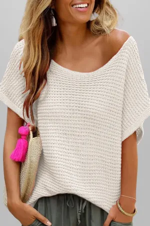 Dune Open Knit Boat Neck Short Sleeve Top
