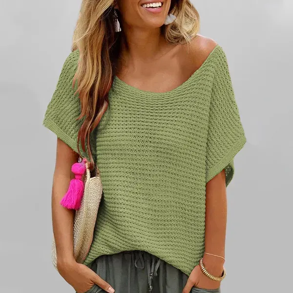 Dune Open Knit Boat Neck Short Sleeve Top