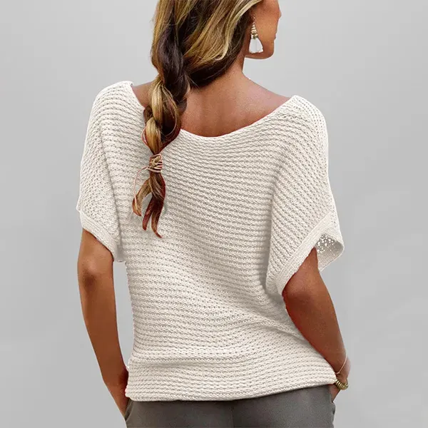Dune Open Knit Boat Neck Short Sleeve Top