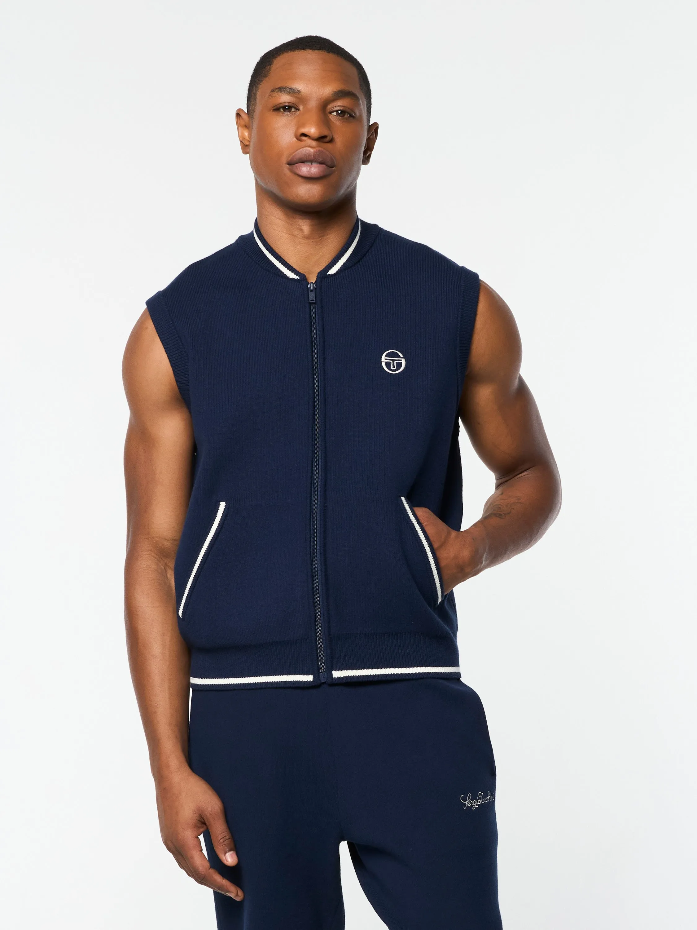 Enzo Knit Vest- Maritime Blue
