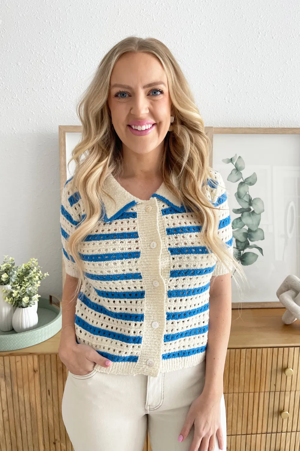 Eyelet Button Down Sweater