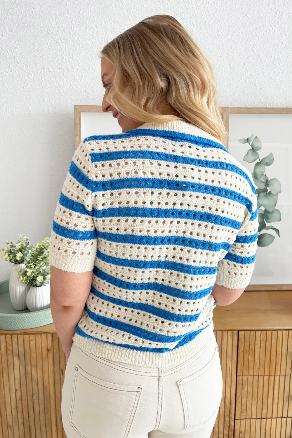 Eyelet Button Down Sweater
