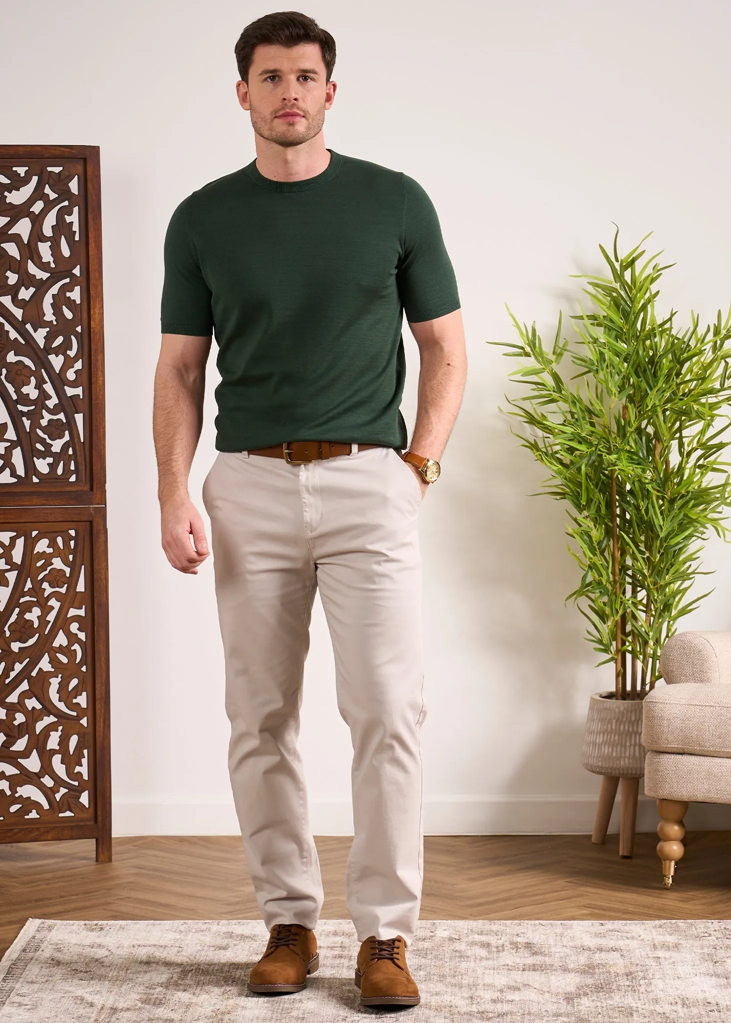 Fairbourne Short Sleeve Cotton Crew Neck In Alan Paine Green