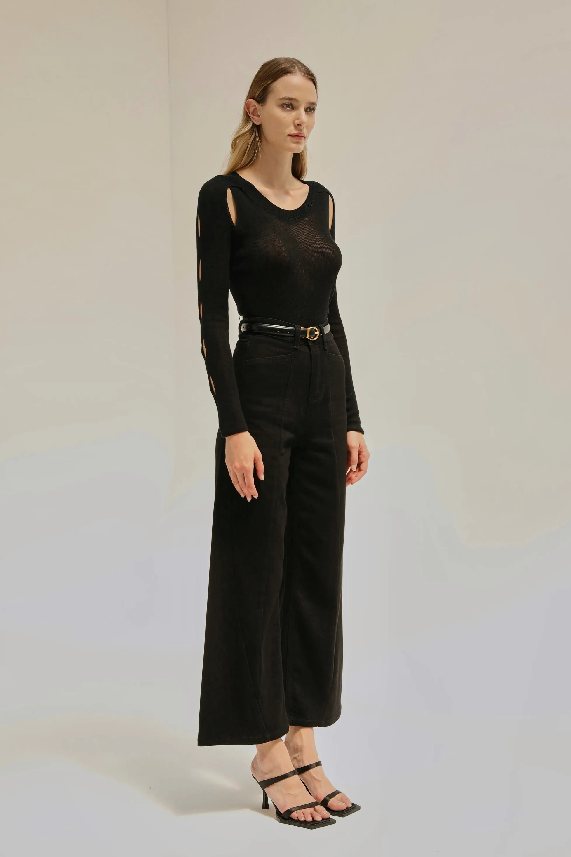Feisty Cutout Wool Blend Top