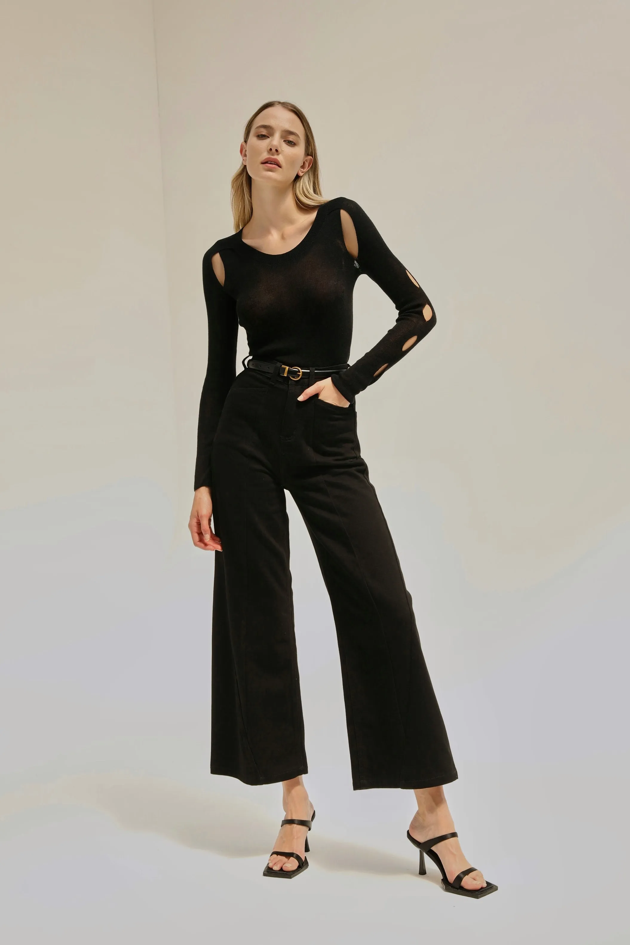 Feisty Cutout Wool Blend Top