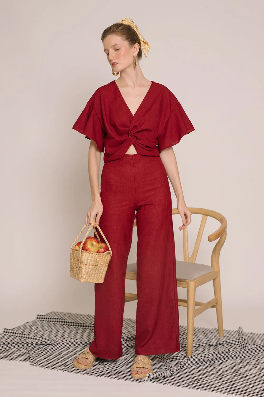 FIJI Culottes (Maroon Crepe)