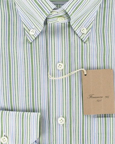 Finamore Napoli Green Button-Front Shirt – Size: Medium US